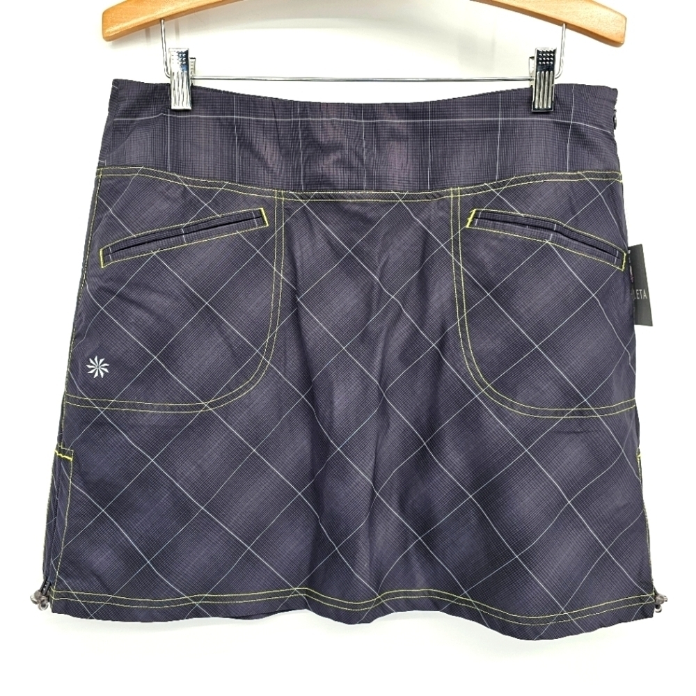 Athleta Women’s 12 Tulum Grey Plaid Active Quixk Dry Skort Style 214970 New
